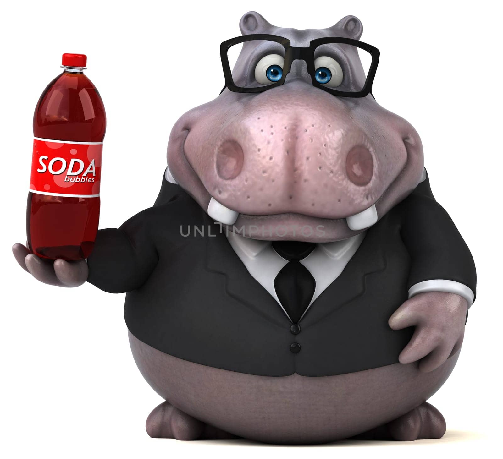 Fun hippo - 3D Illustration