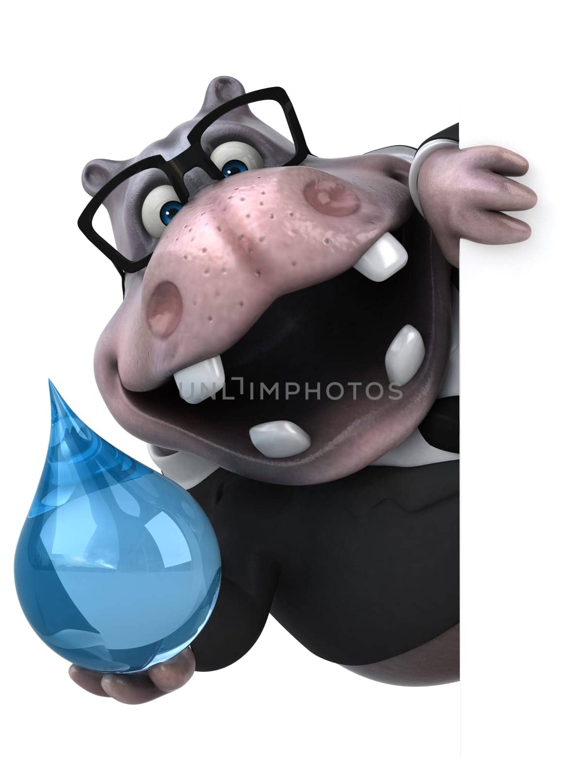 Fun hippo - 3D Illustration