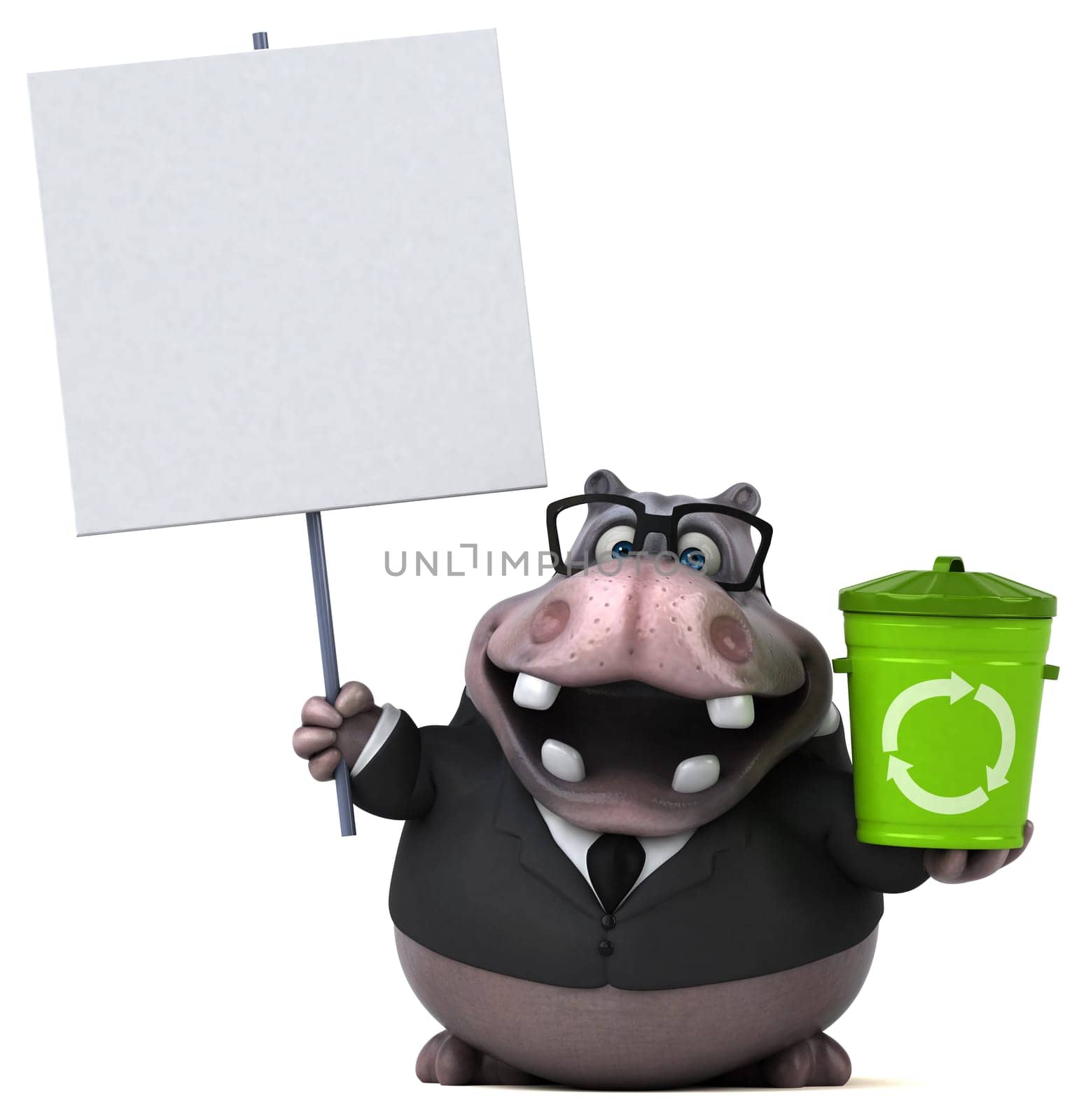 Fun hippo - 3D Illustration