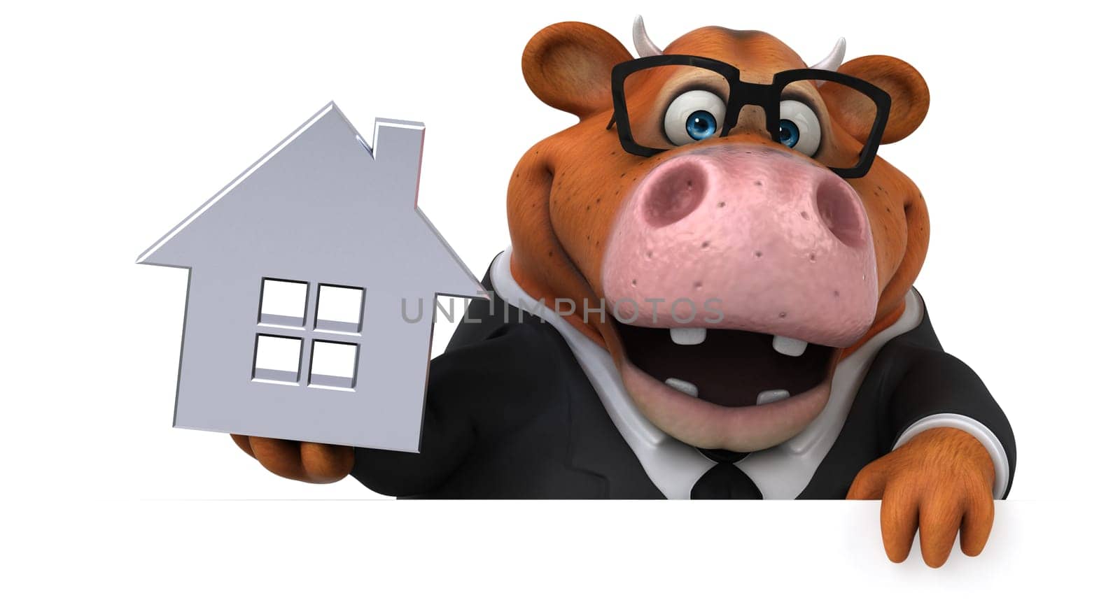 Fun cow - 3D Illustration