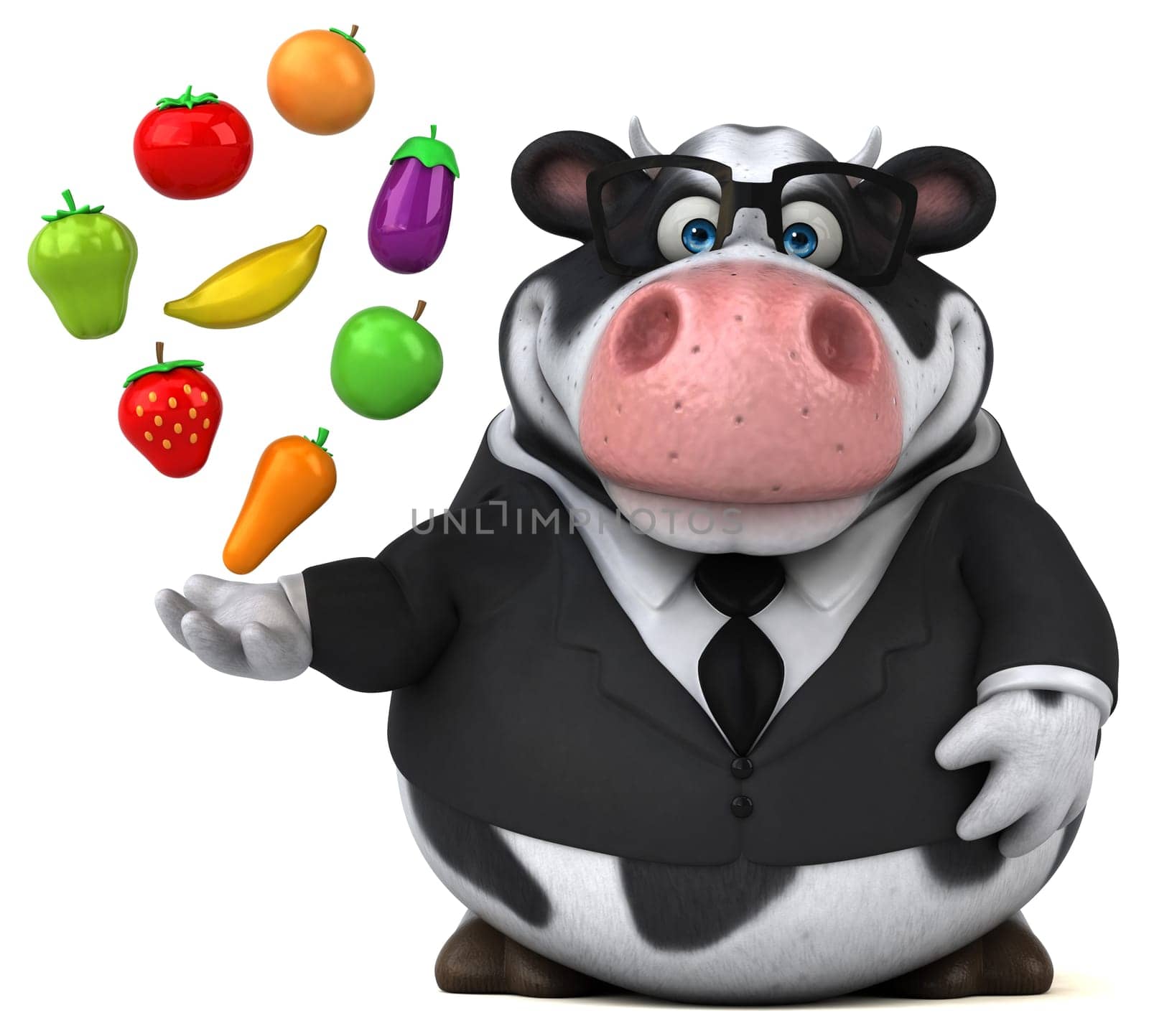 Fun cow - 3D Illustration