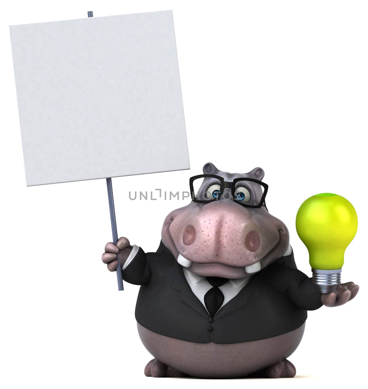 Fun hippo - 3D Illustration