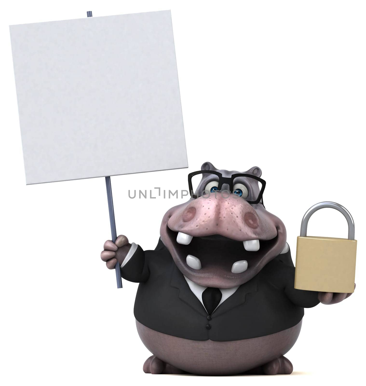 Fun hippo - 3D Illustration