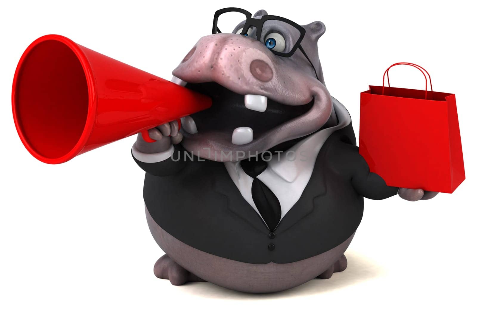 Fun hippo - 3D Illustration