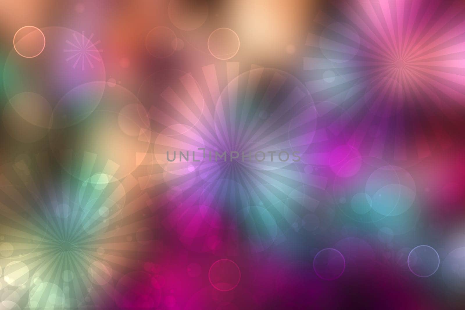 Abstract fractal violet pink gold elegant background texture with bokeh lights. Fluid turbulence and galaxy formation. Useful for technology and science or business backdrop.