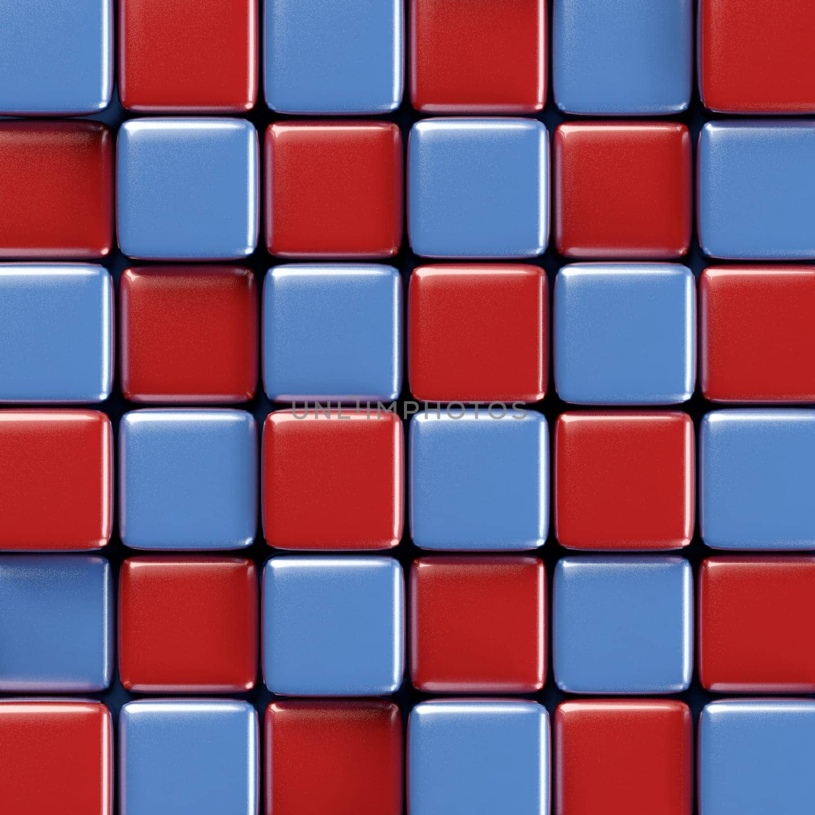 Abstract geometric background with brightly colored blue and red cubes of various height.