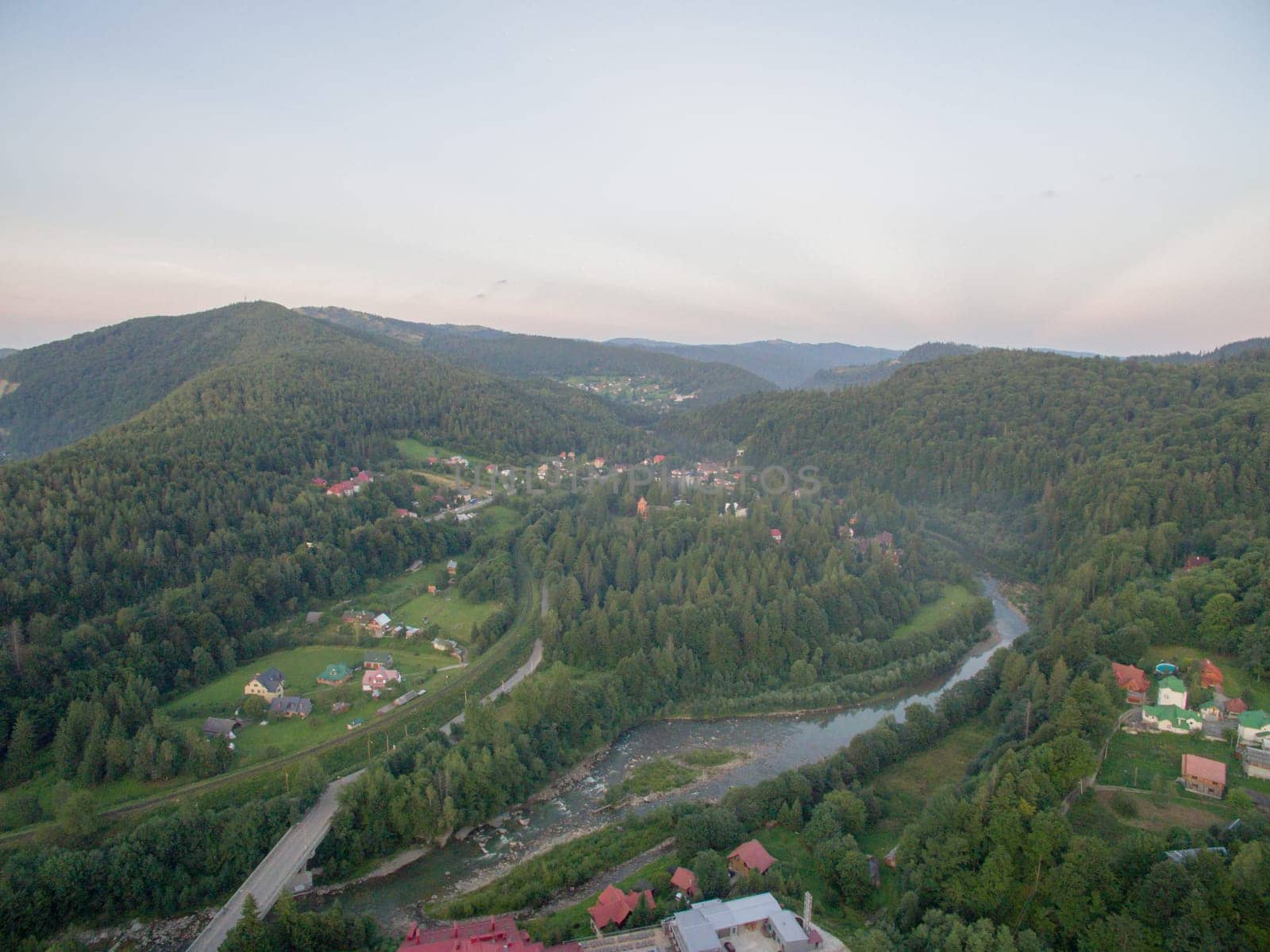 Beautiful Landscape of Green Forest in Ukrainian mountines Karpatian