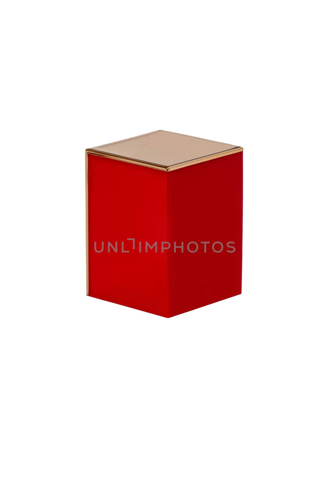 Closeup of a red empty lid of a glass bottle with liquid skin foundation isolated on a white background. Macro.