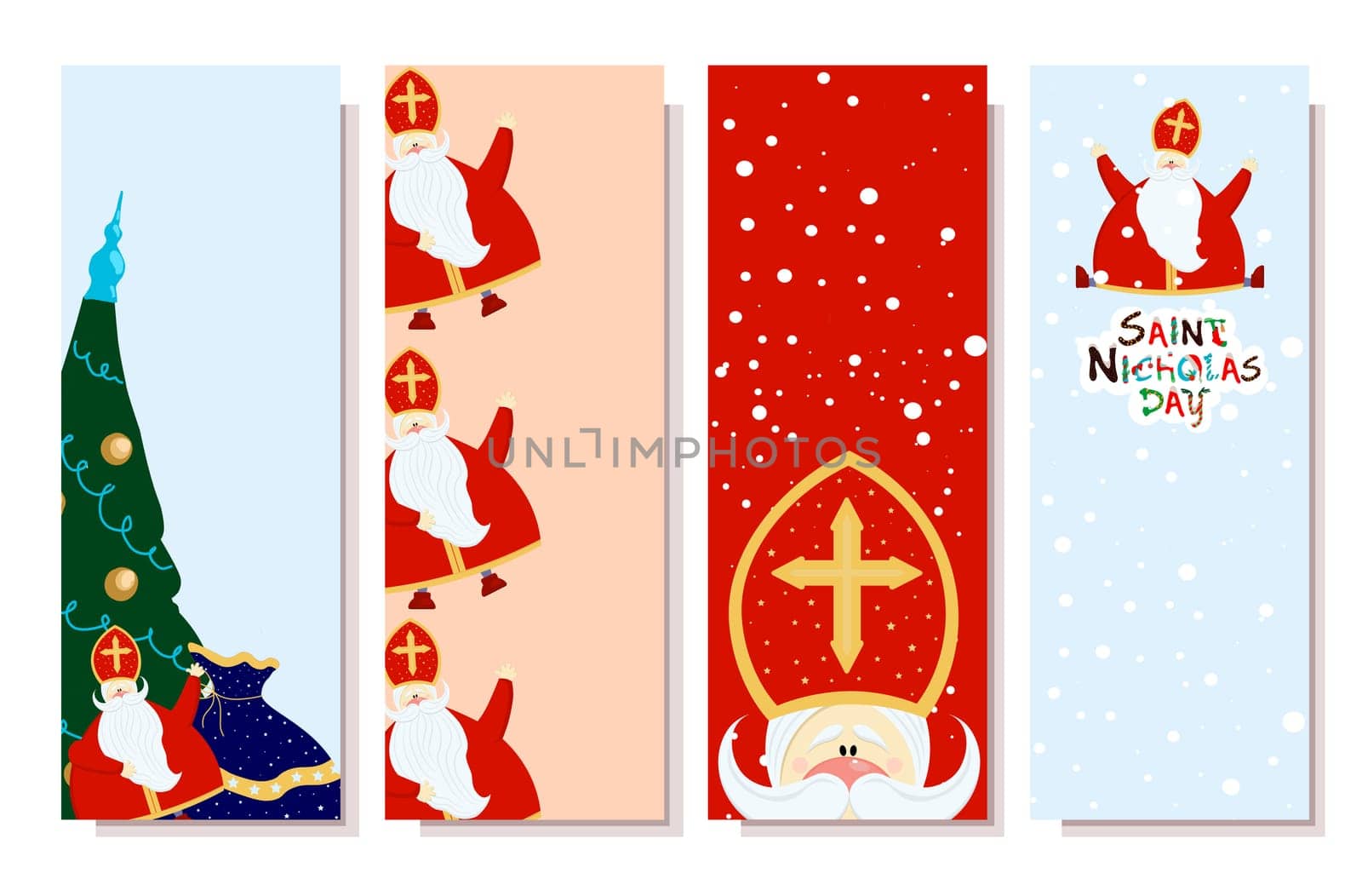 Vertical banner for the day of saint nicholas. Sinterklaas. Winter Christian holiday for children. St Nicholas.