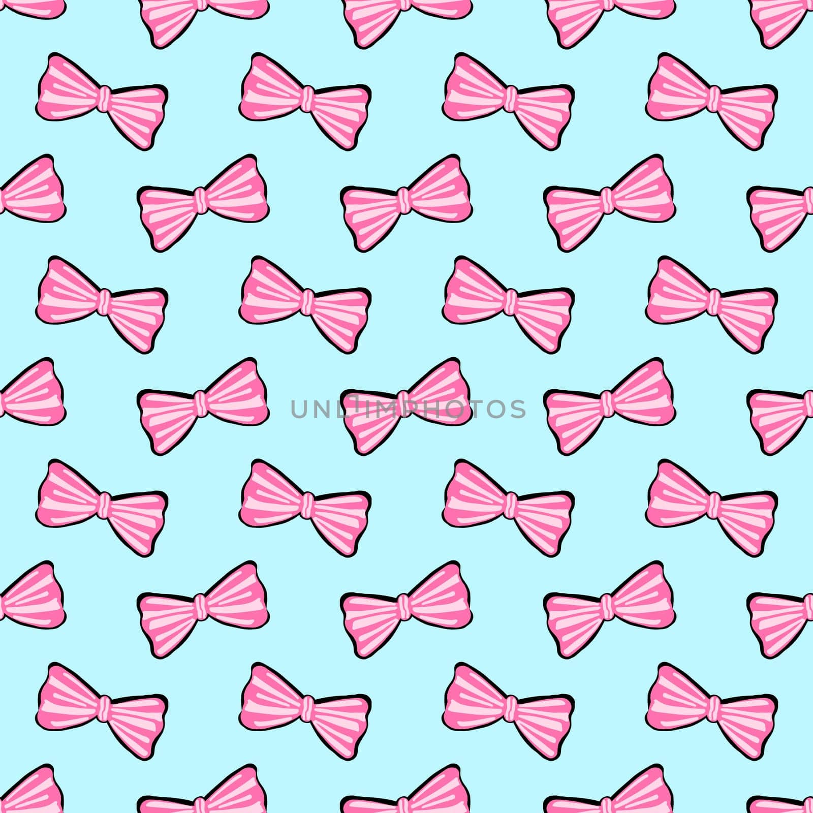 Bows or bow tie. Pop-art pattern. Delicate blue pattern. Summer design. TREND COLORS.