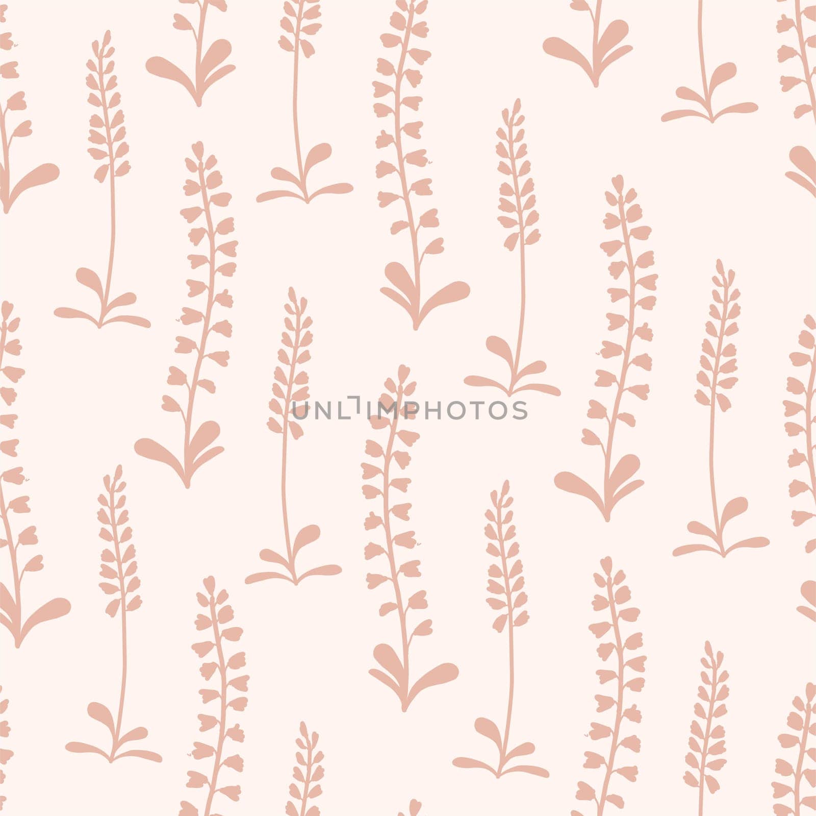Field herbs. Delicate pink pattern. Summer design. TREND COLORS.