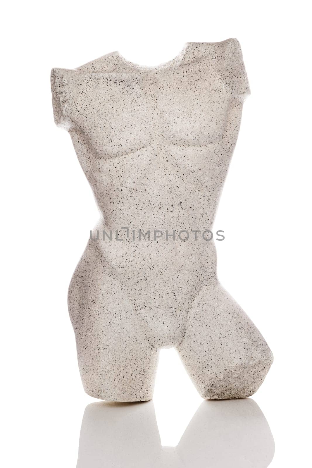 Polystyrene manikin isolated on white background. Fashion industry, tailor's model.