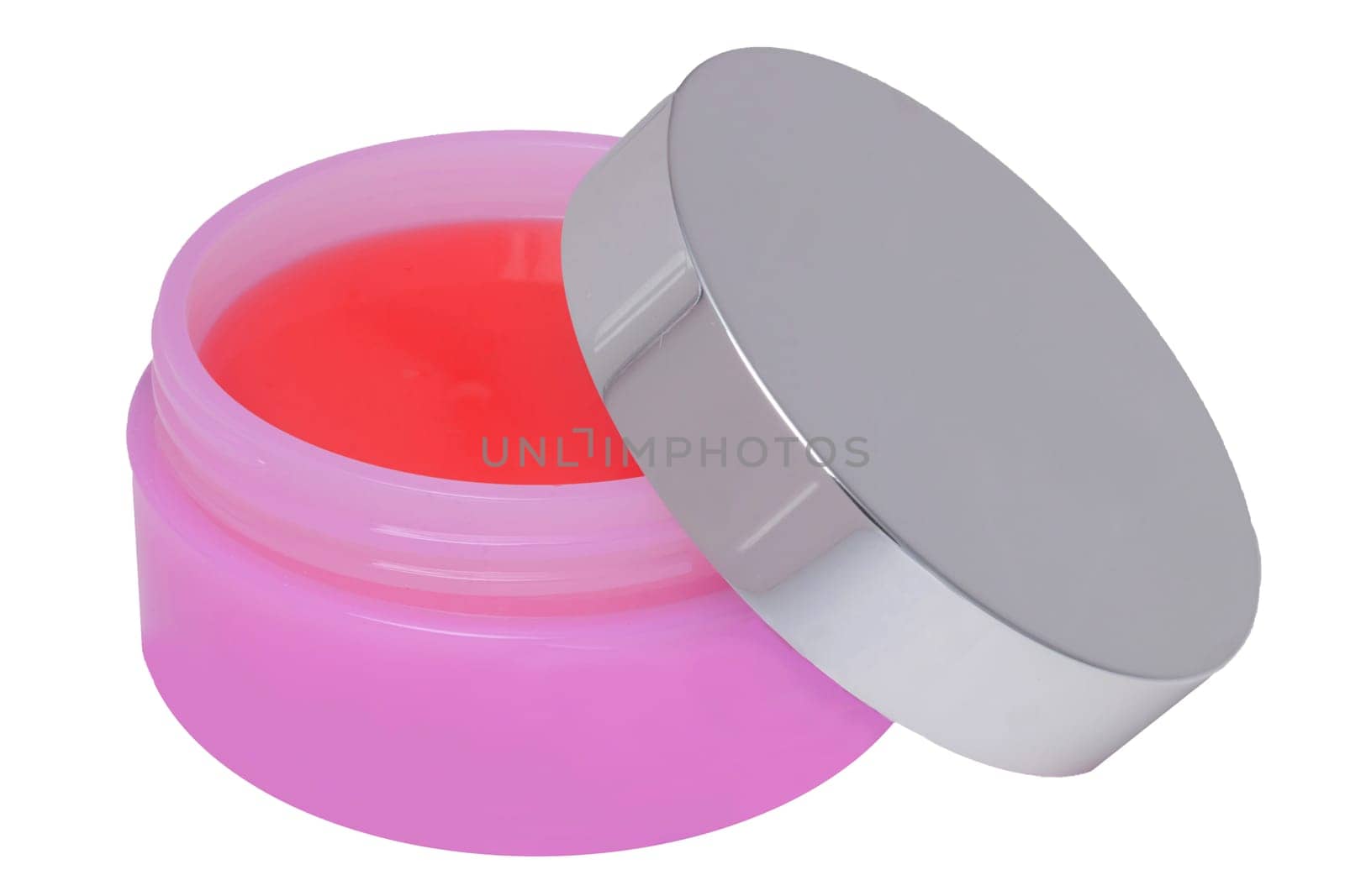 Cosmetic labels. Closeup of an cosmetic jar of concealer cream, makeup foundation, moisturising cream for the face or an other beauty or make-up product isolated on a white background.