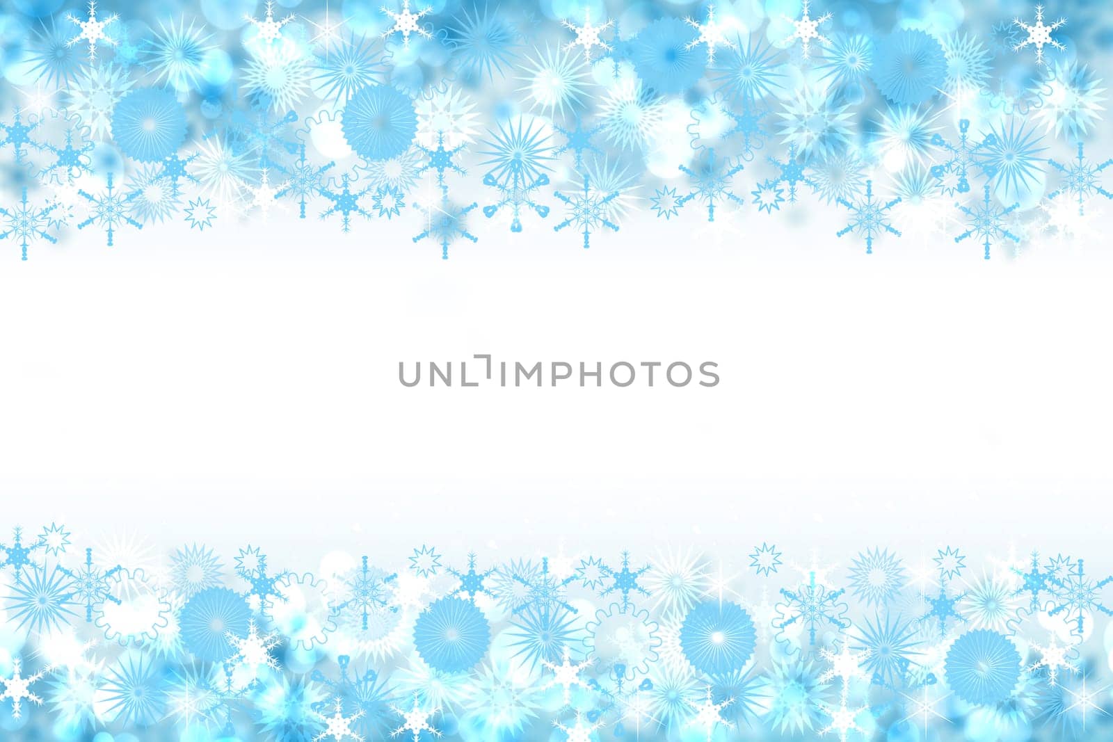 Abstract blurred festive winter christmas or Happy New Year background with shiny blue and white bokeh lighted stars. Space for your design. Card concept.