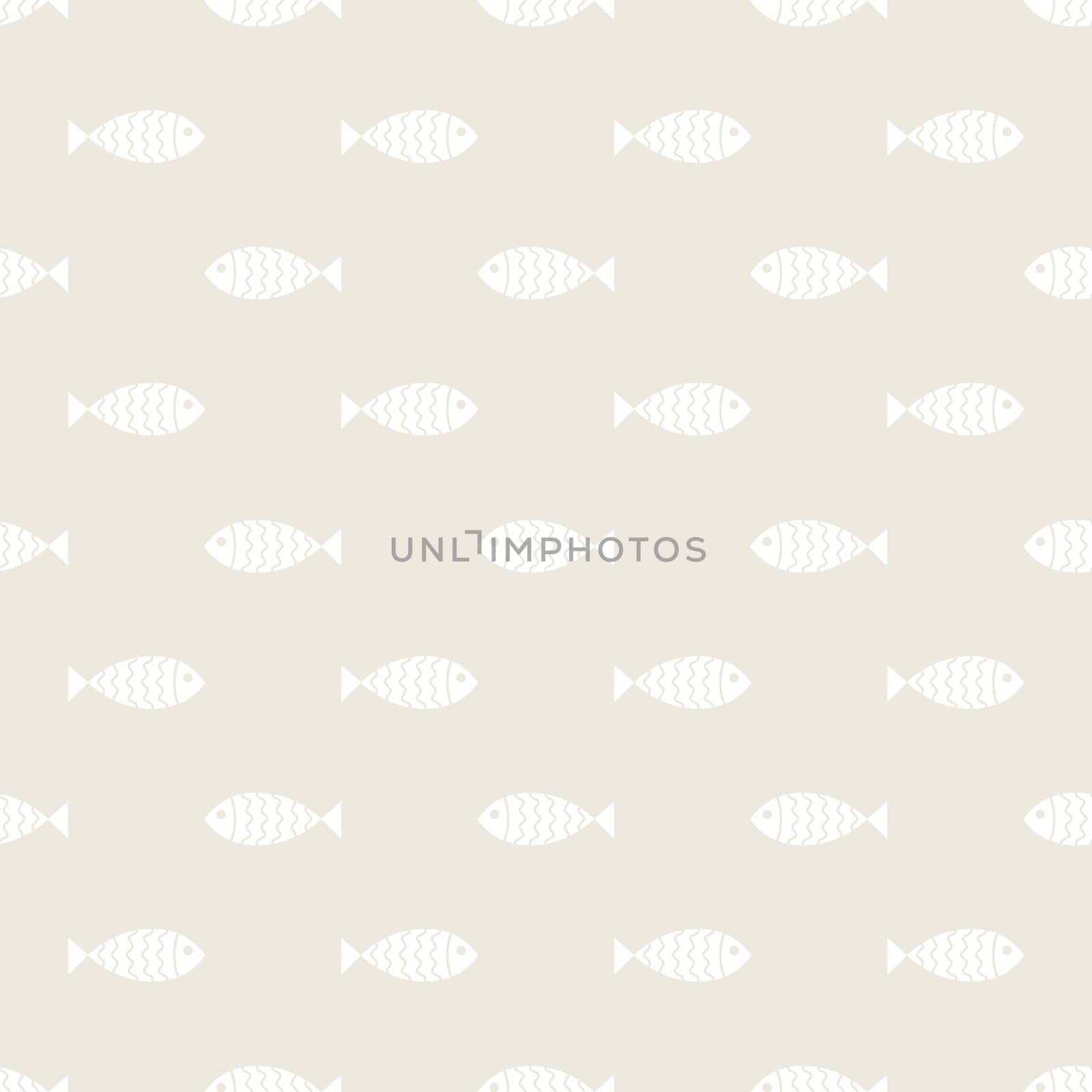 Nautical seamless pattern with swimming cartoon fish. Vector illustration