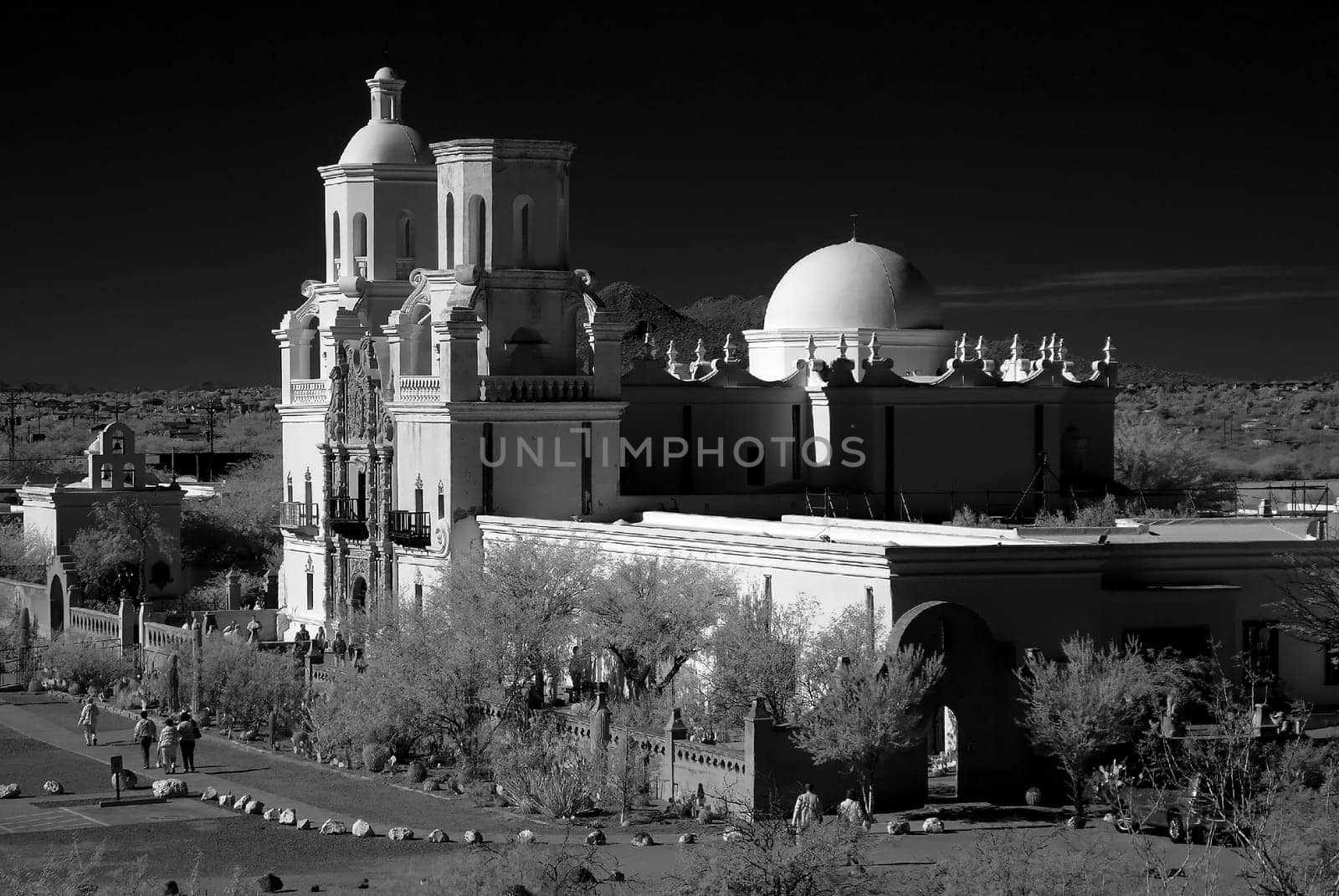 Spanish mission San Xavier del Bac started in 1692 by Spanish missionaries in the Americas