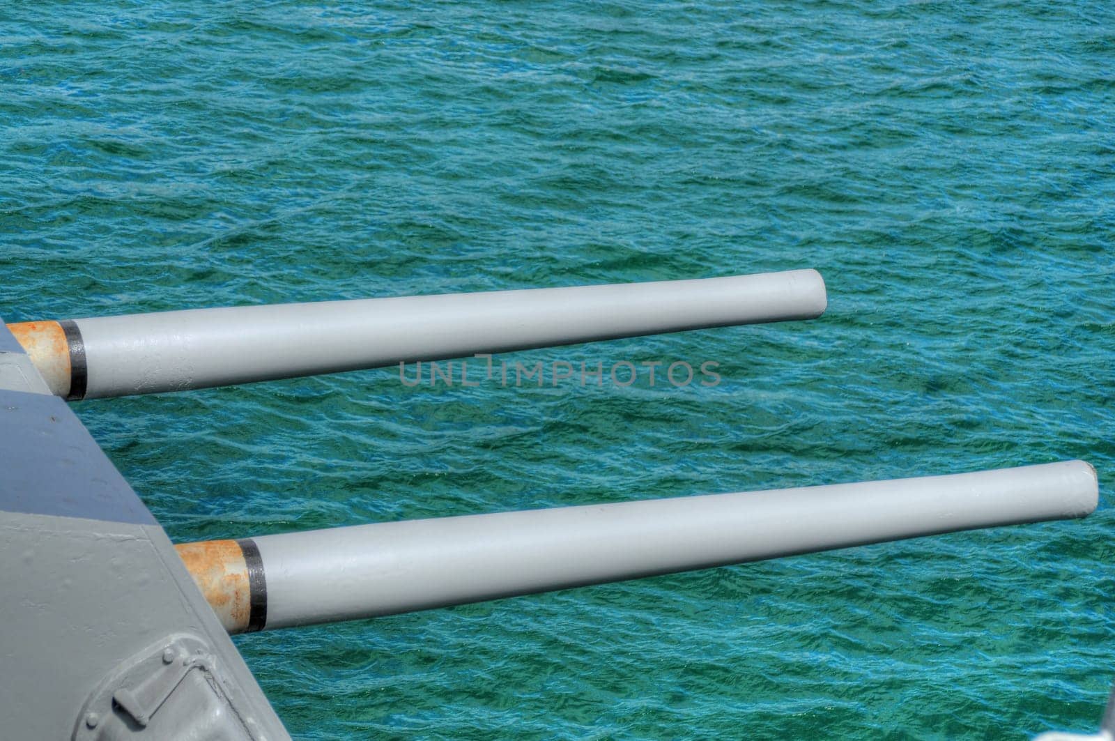 USS Missouri main guns - decommissioned battleship USA in Pearl Harbor Hawaii