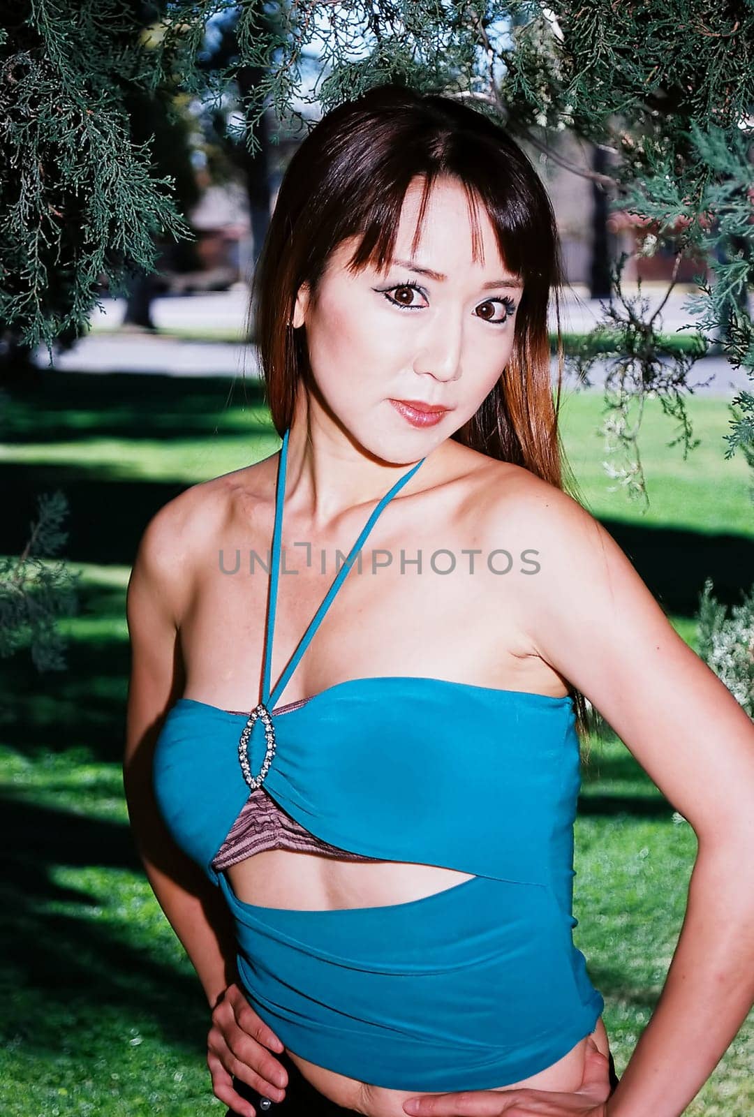 Lovely asian girl on location