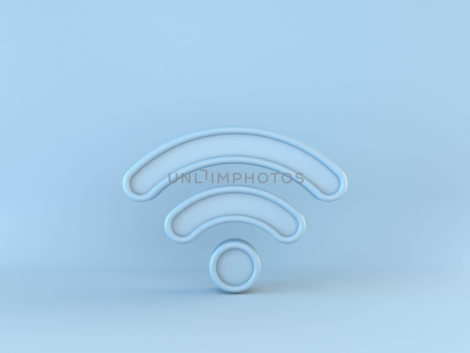 Blue Wi-Fi wireless internet network symbol 3D rendering illustration isolated on blue background