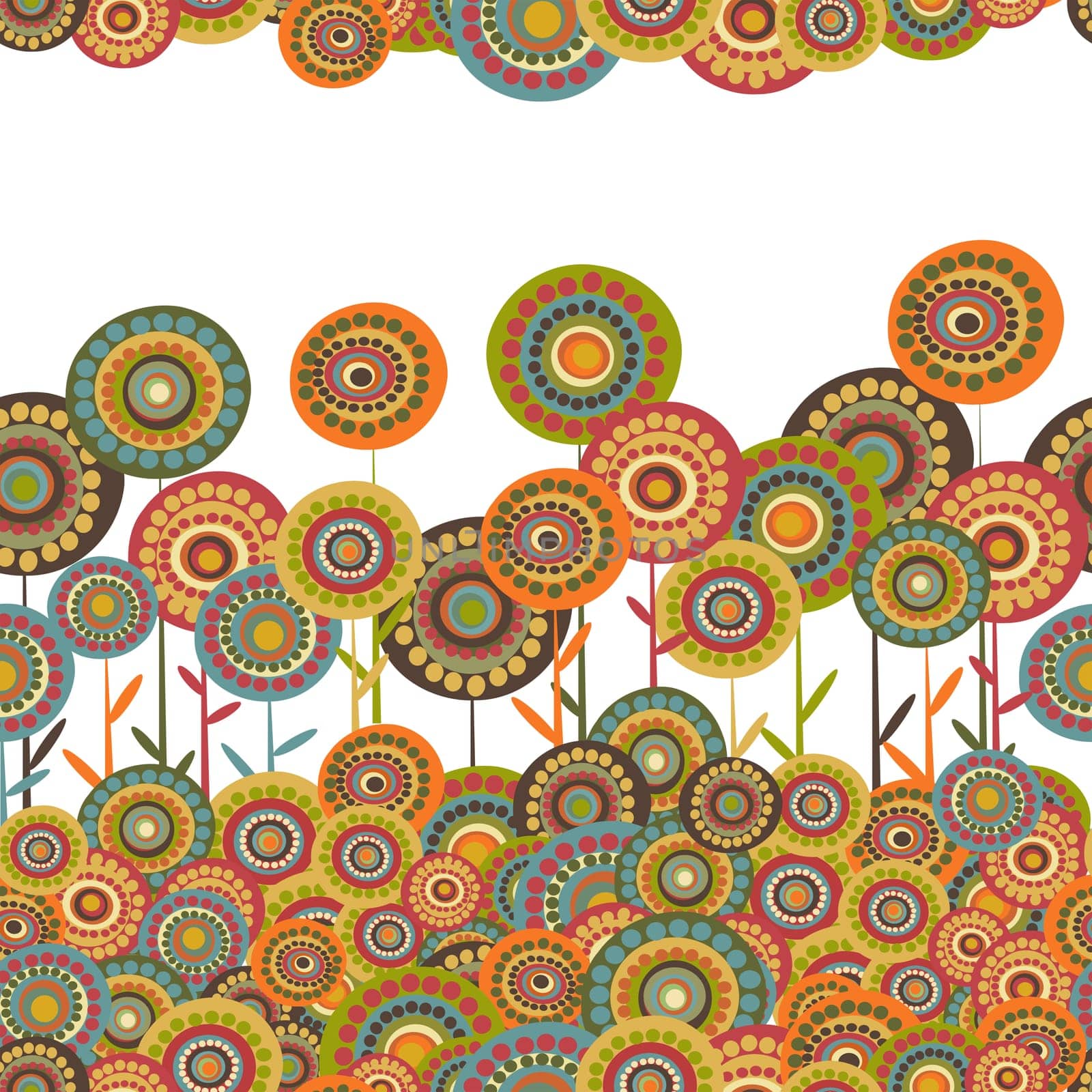 Abstract floral background with colored flowers