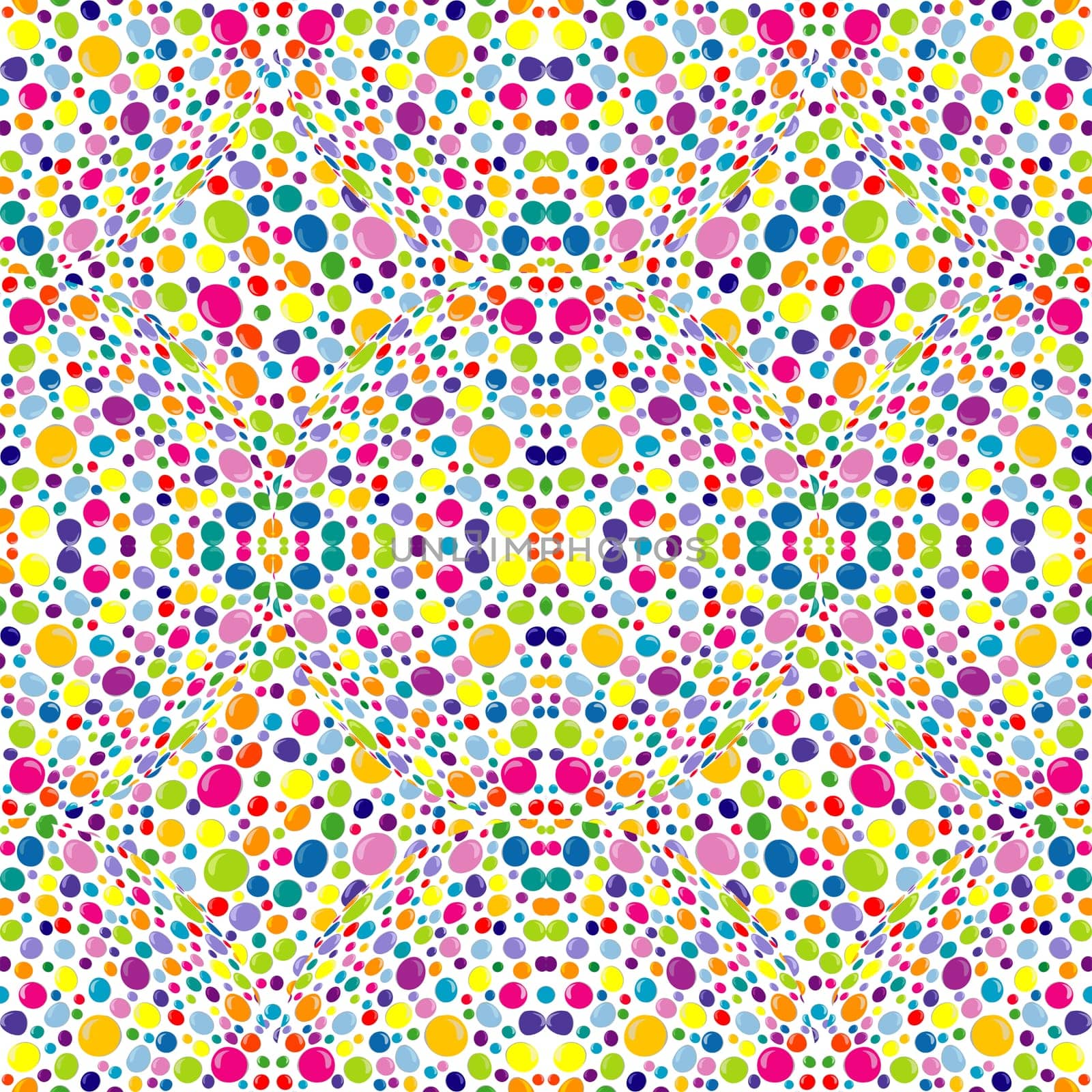 Abstract pattern with colored dots on white background