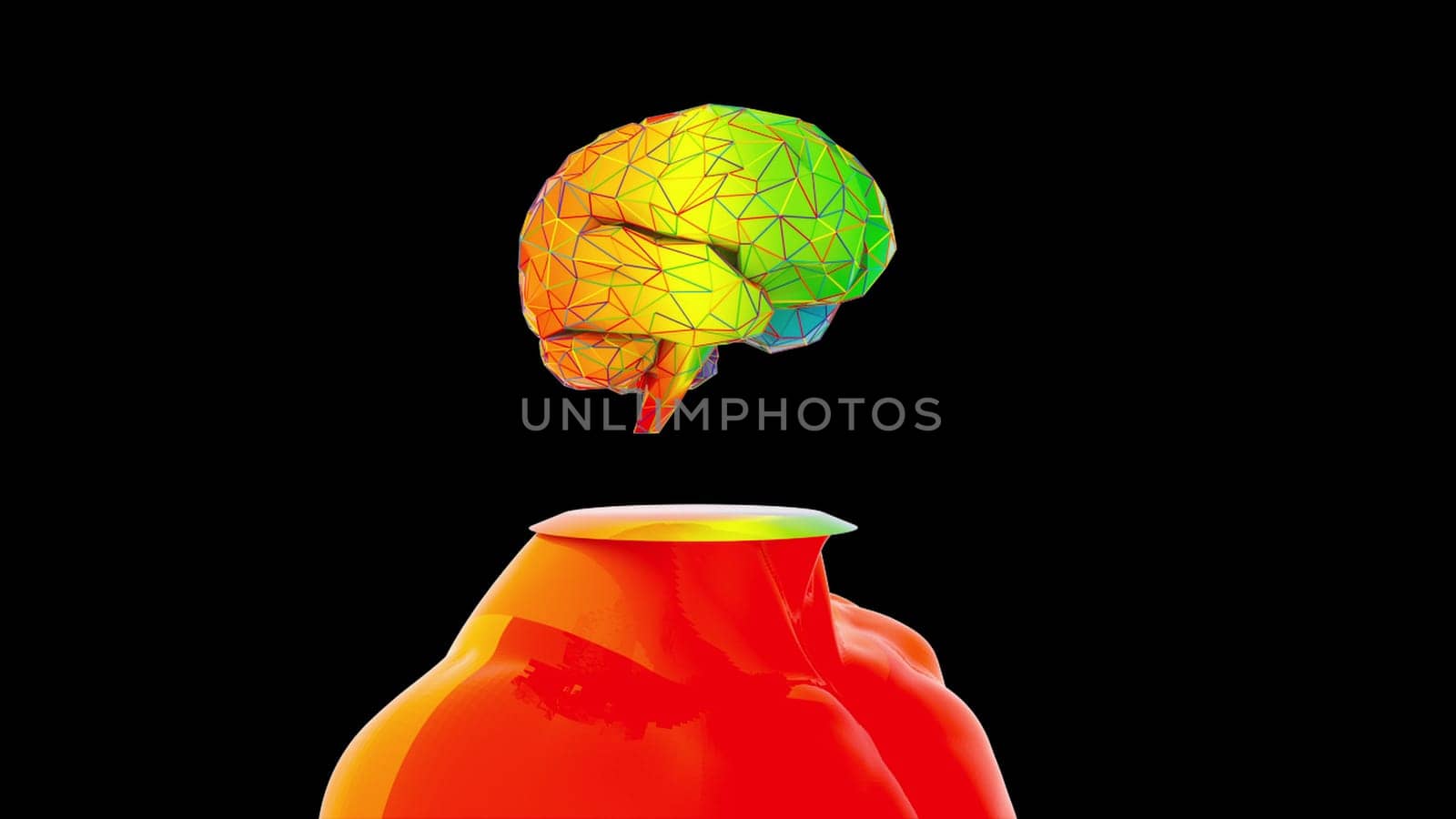 Technological development of intelligence with 3d render abstract anatomical visualization. Futuristic organism for working on complex projects and virtual information control system.