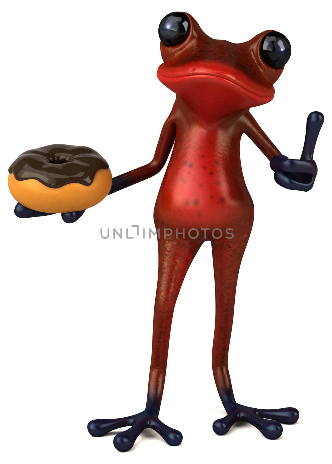 Fun red frog - 3D Illustration