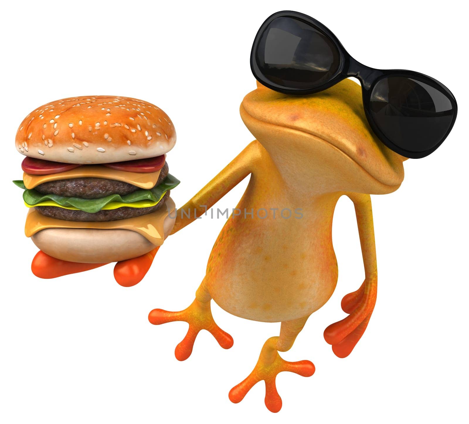 Fun yellow frog - 3D Illustration