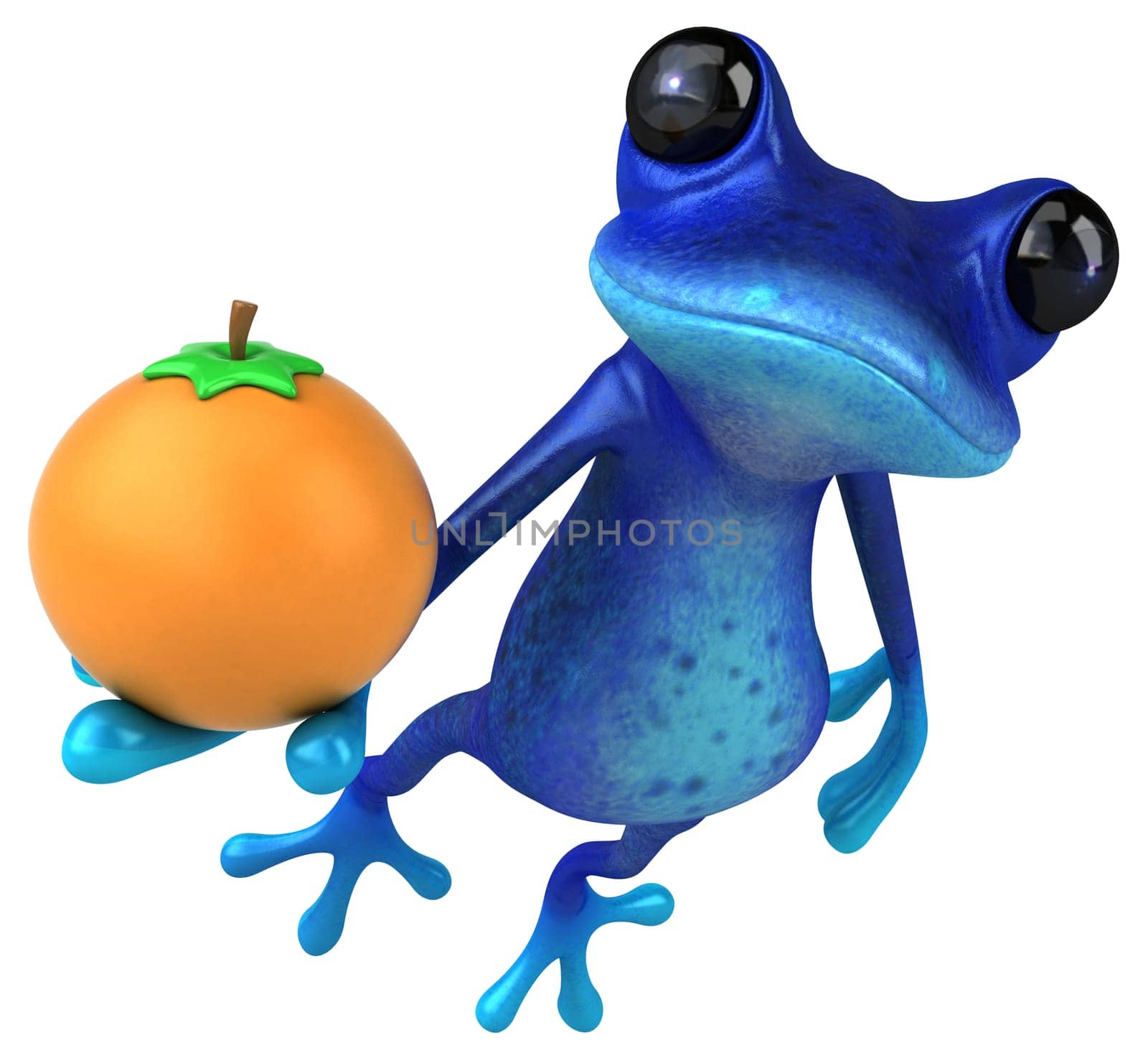 Fun blue frog - 3D Illustration