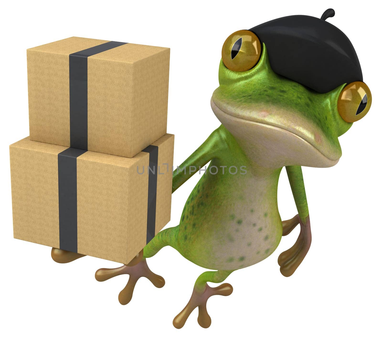 Fun french frog - 3D Illustration