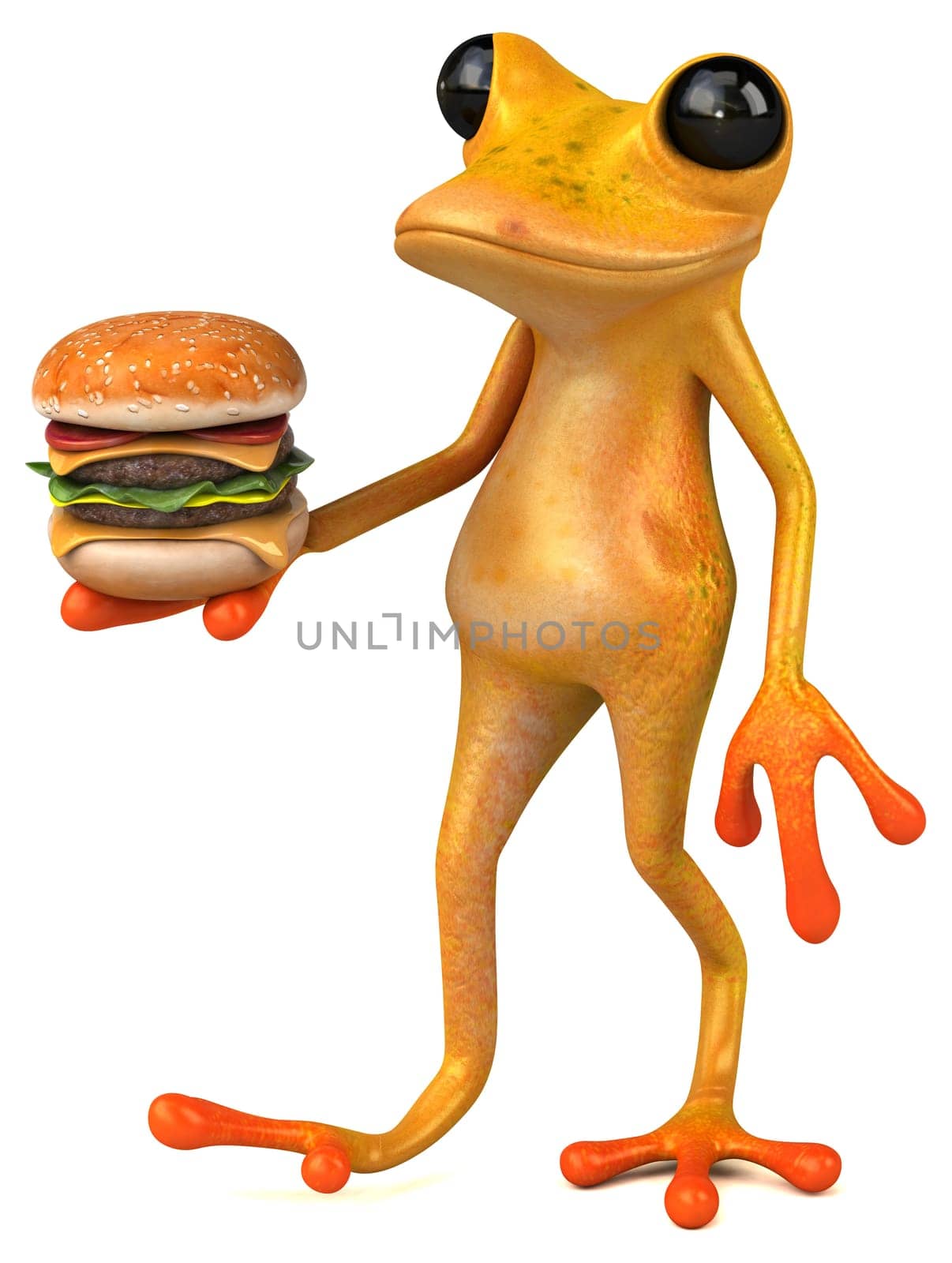 Fun yellow frog - 3D Illustration