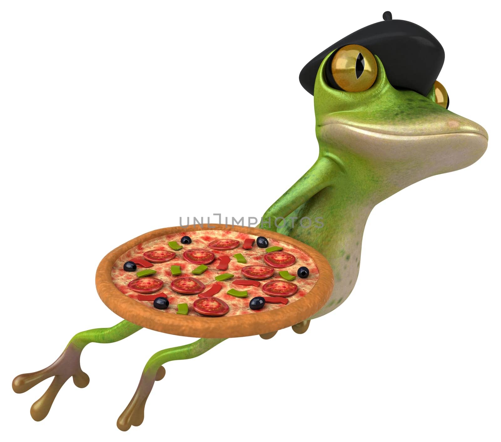 Fun french frog - 3D Illustration