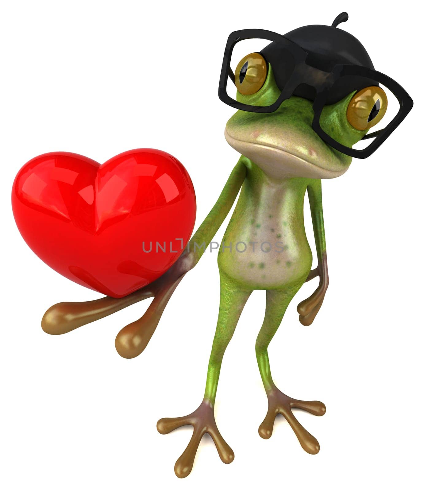 Fun french frog - 3D Illustration