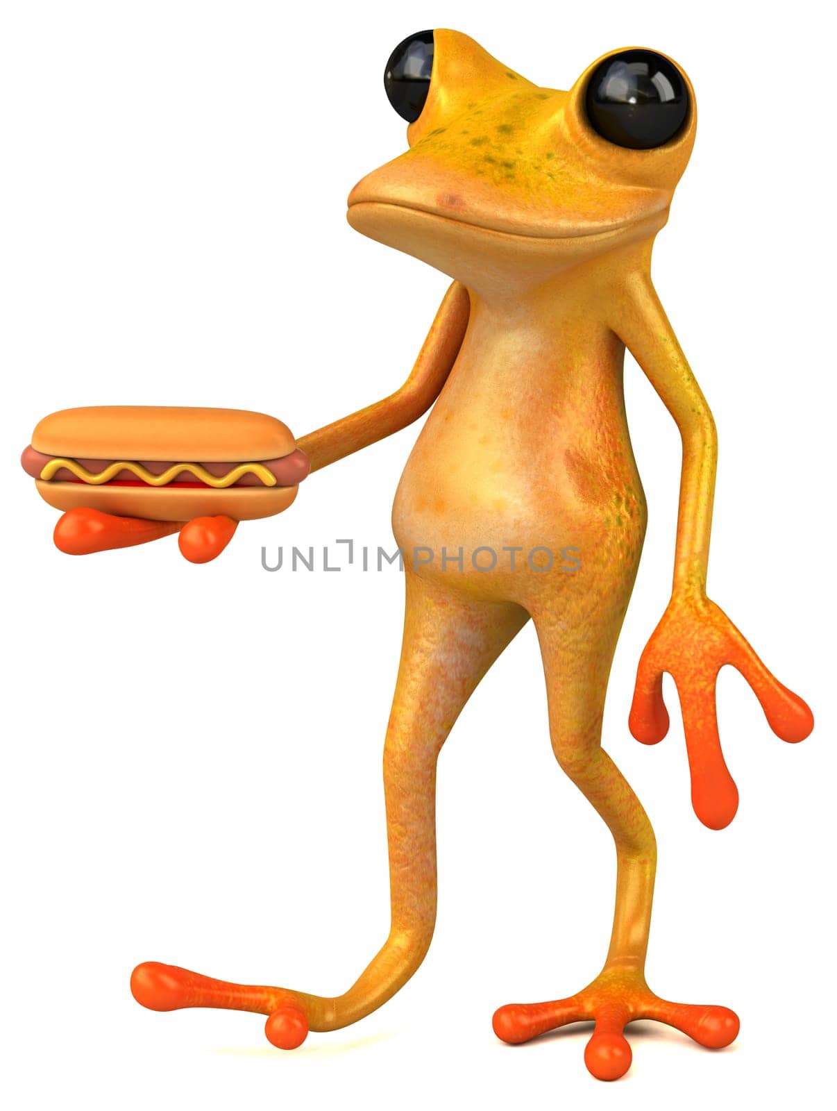 Fun yellow frog - 3D Illustration