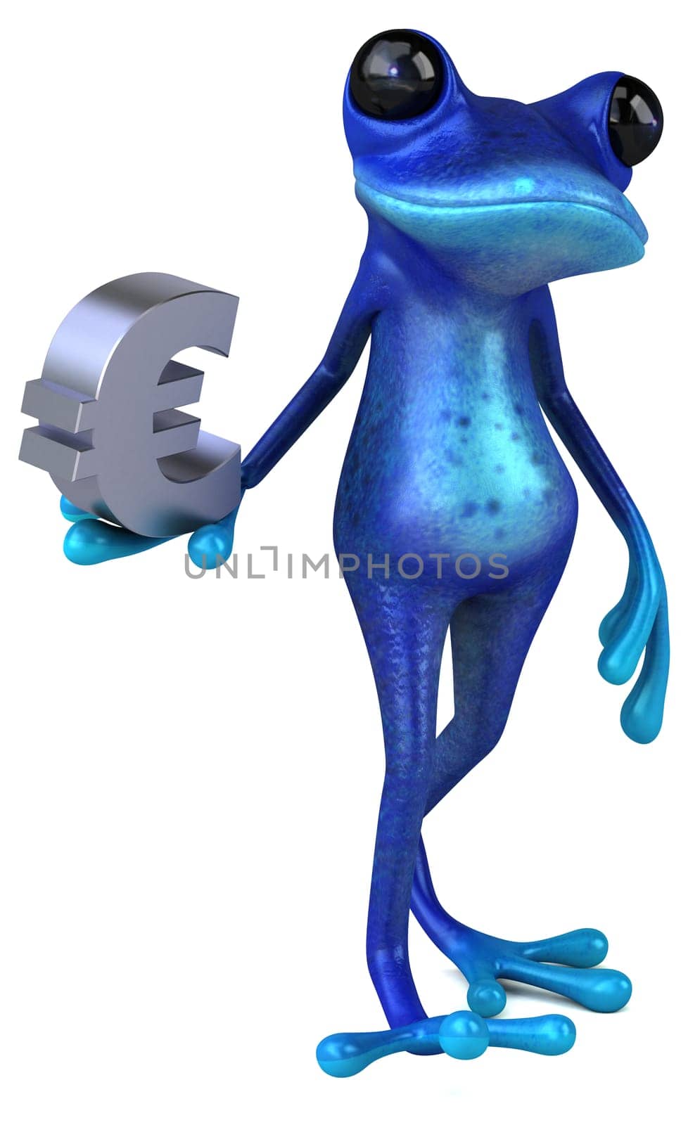 Fun blue frog - 3D Illustration