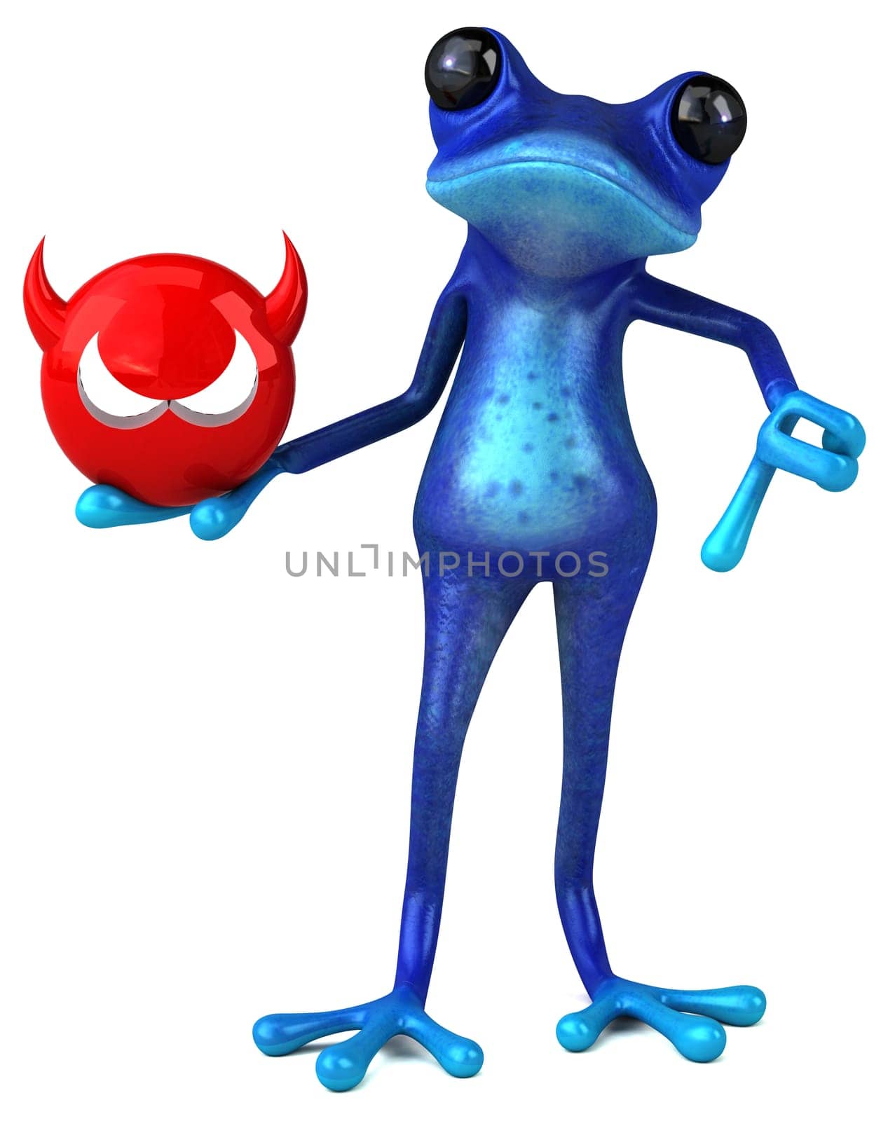 Fun blue frog - 3D Illustration