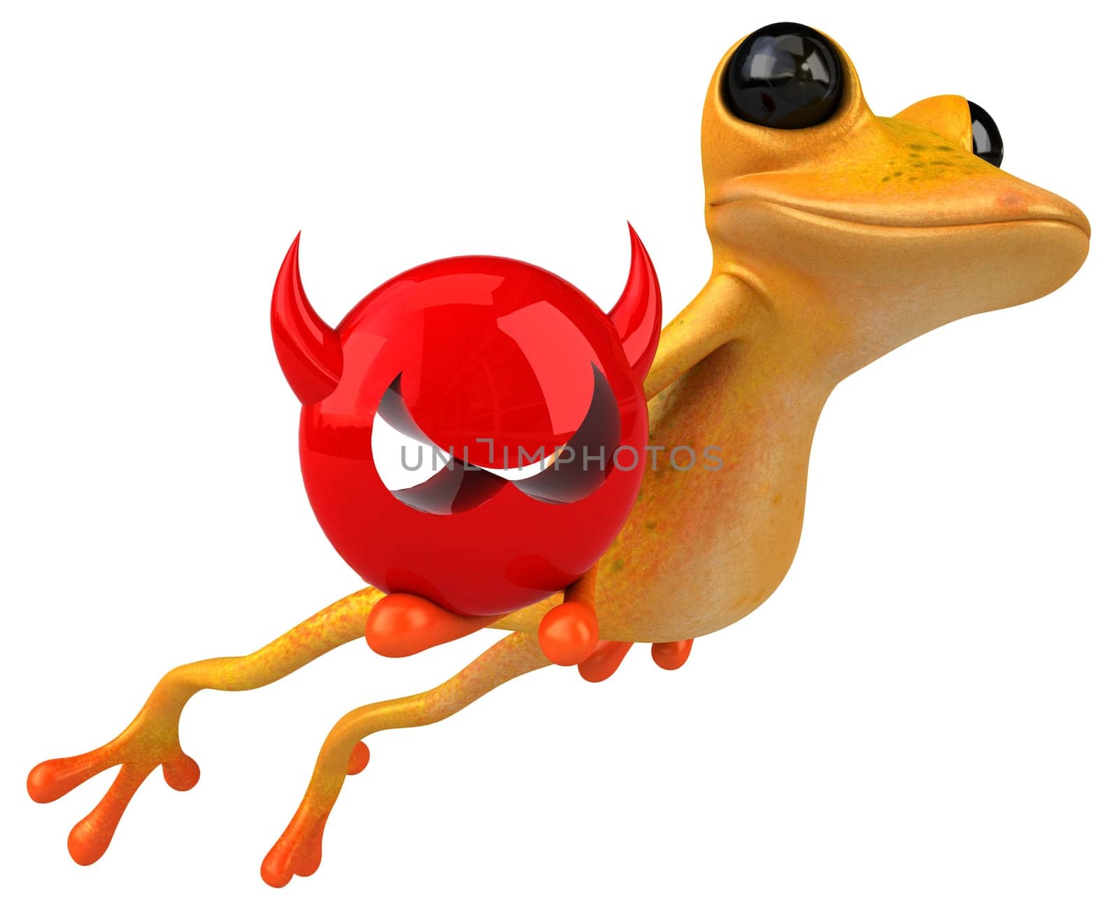 Fun yellow frog - 3D Illustration