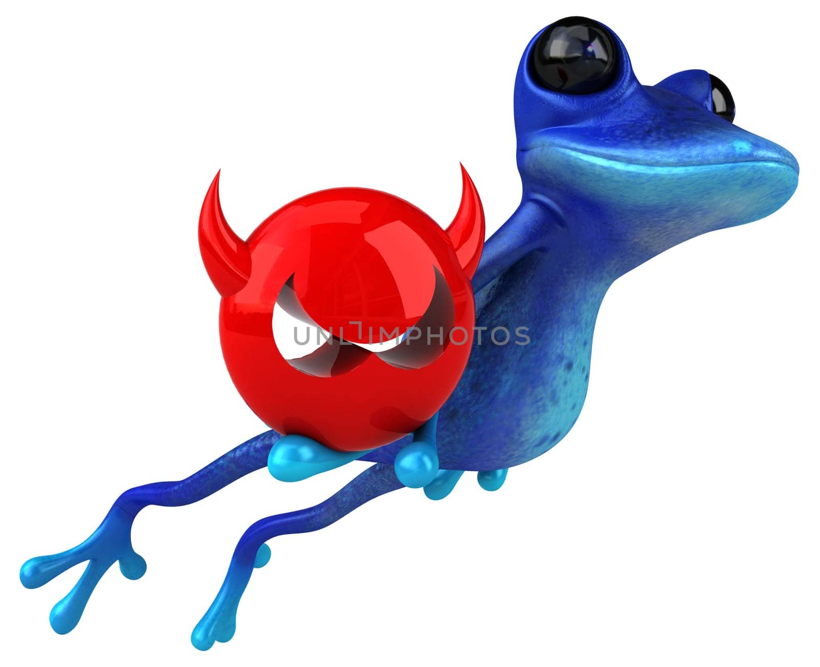 Fun blue frog - 3D Illustration
