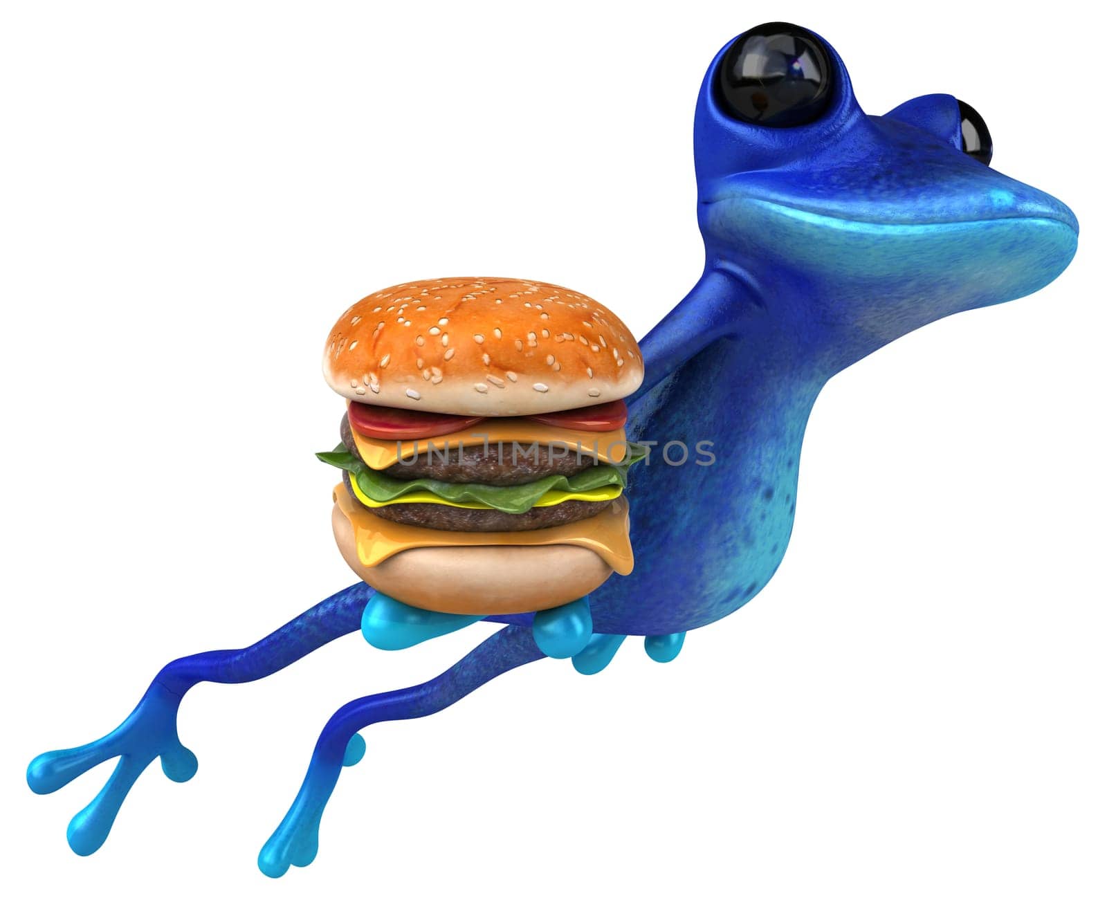 Fun blue frog - 3D Illustration
