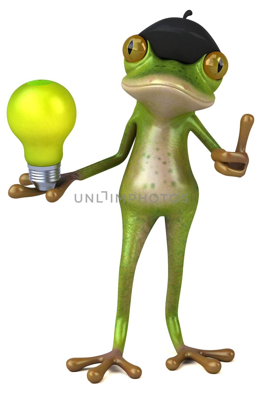 Fun french frog - 3D Illustration