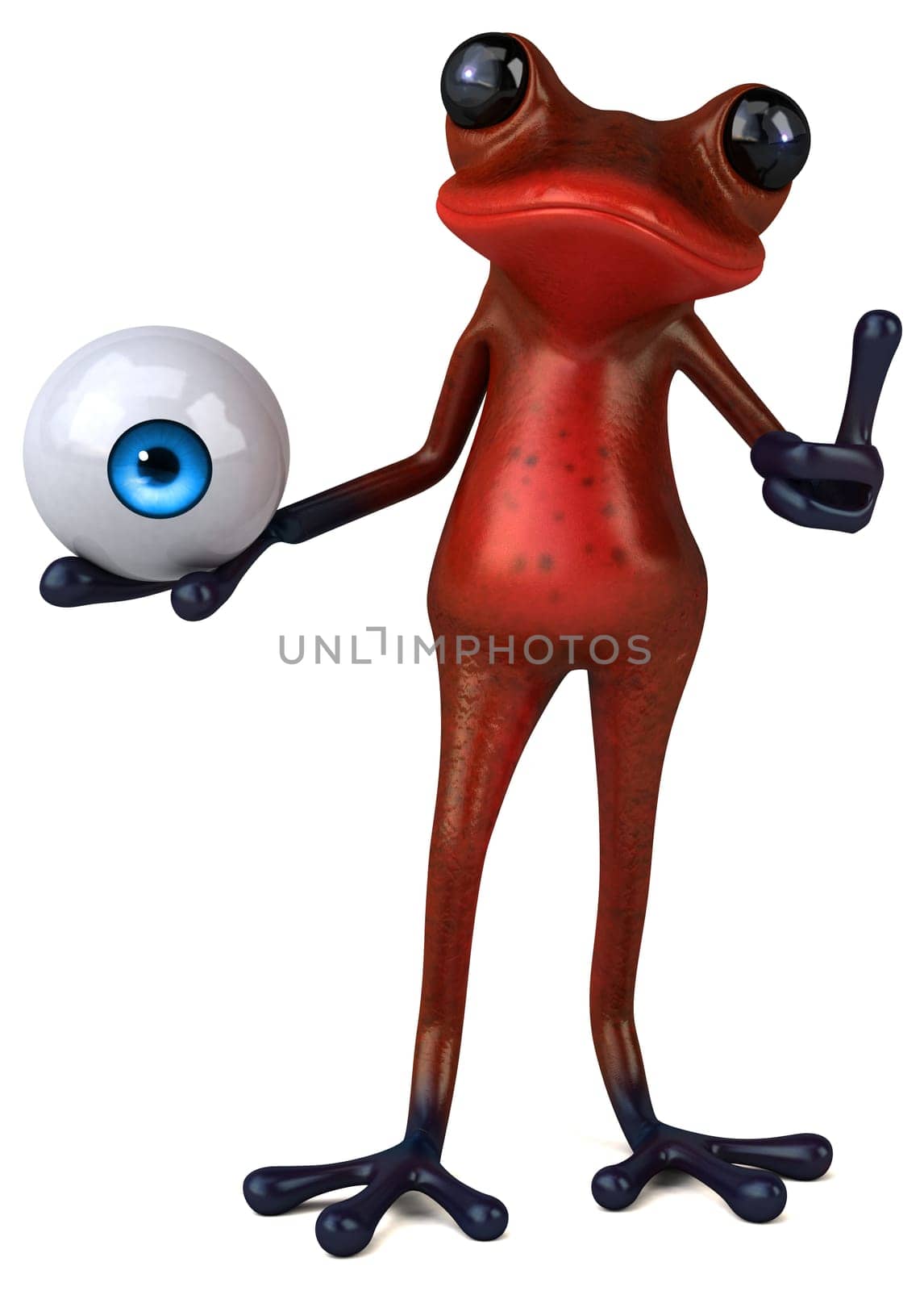 Fun red frog - 3D Illustration
