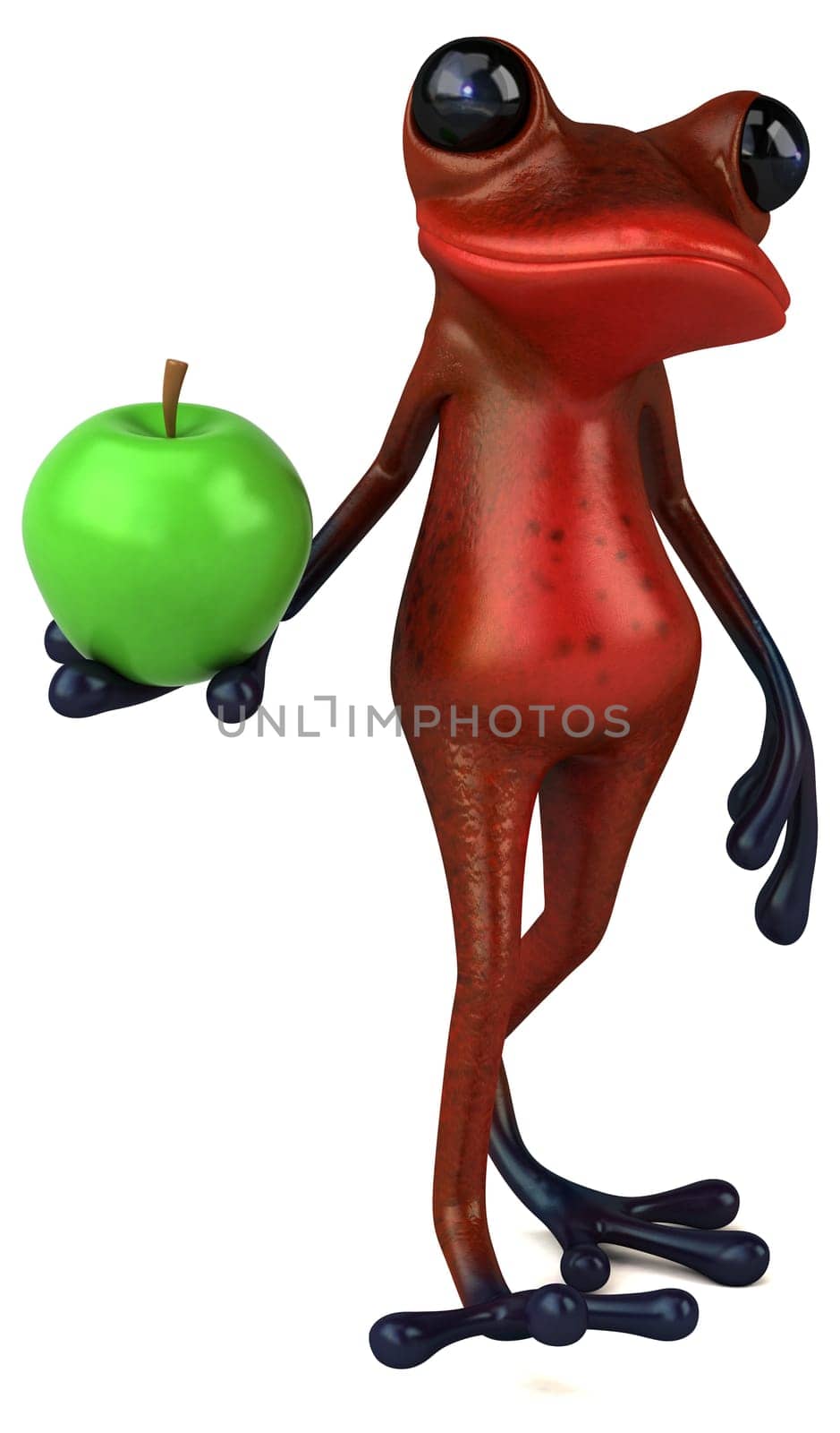 Fun red frog - 3D Illustration