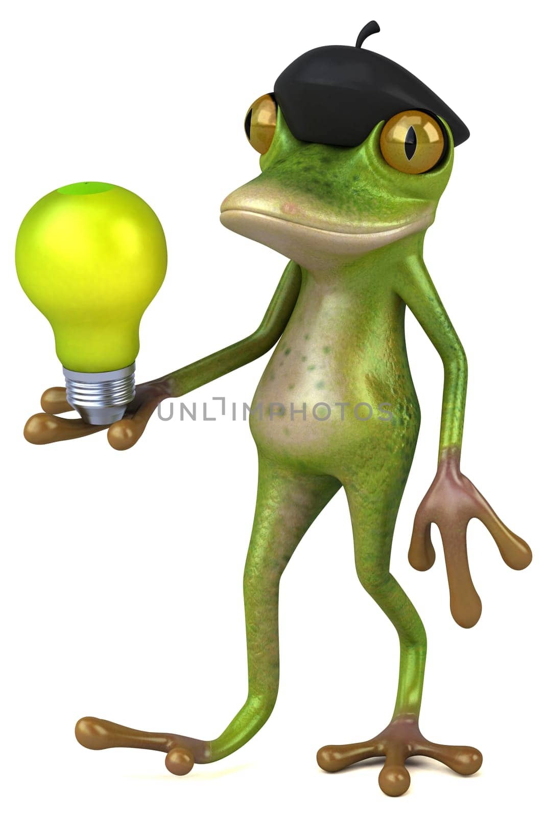 Fun french frog - 3D Illustration