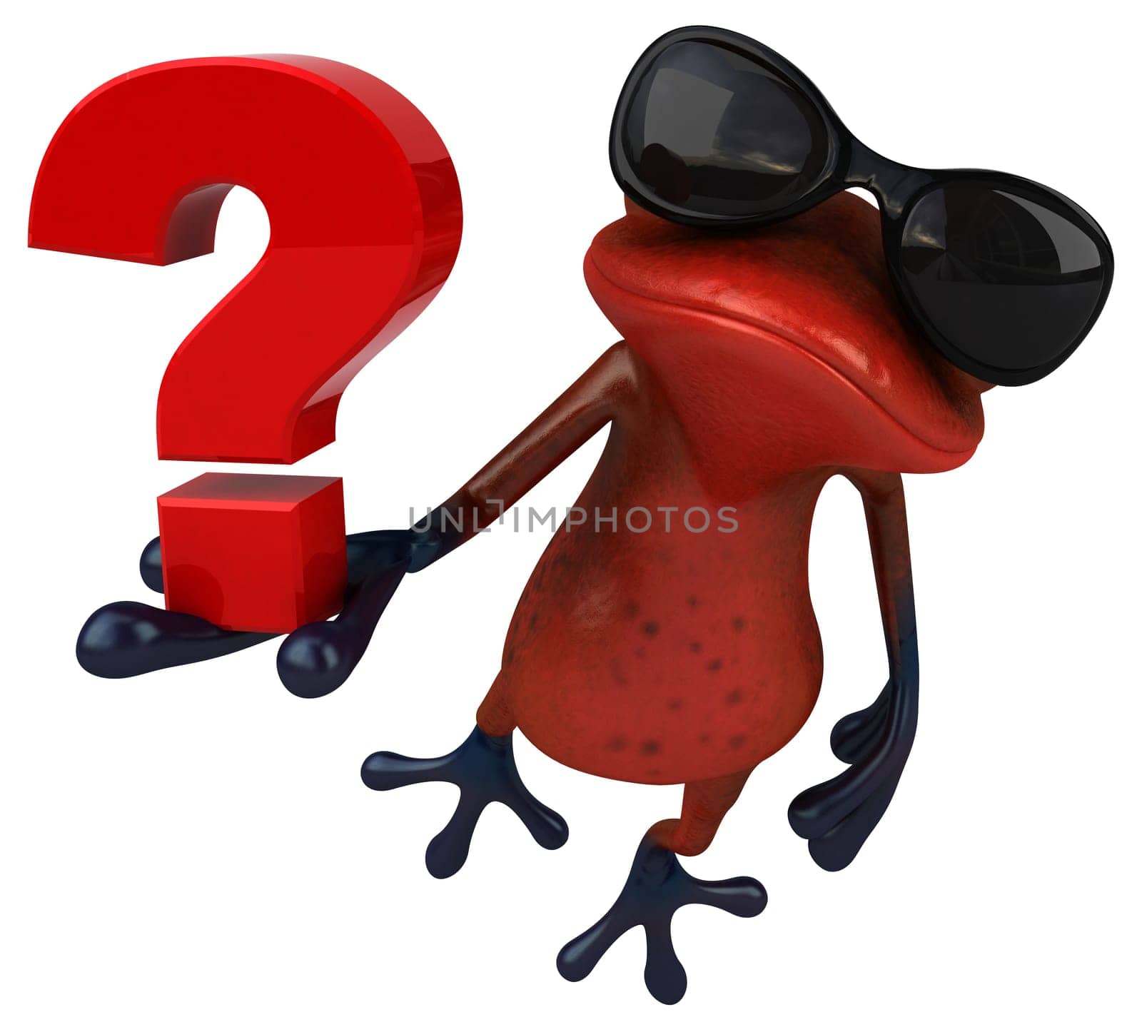 Fun red frog - 3D Illustration