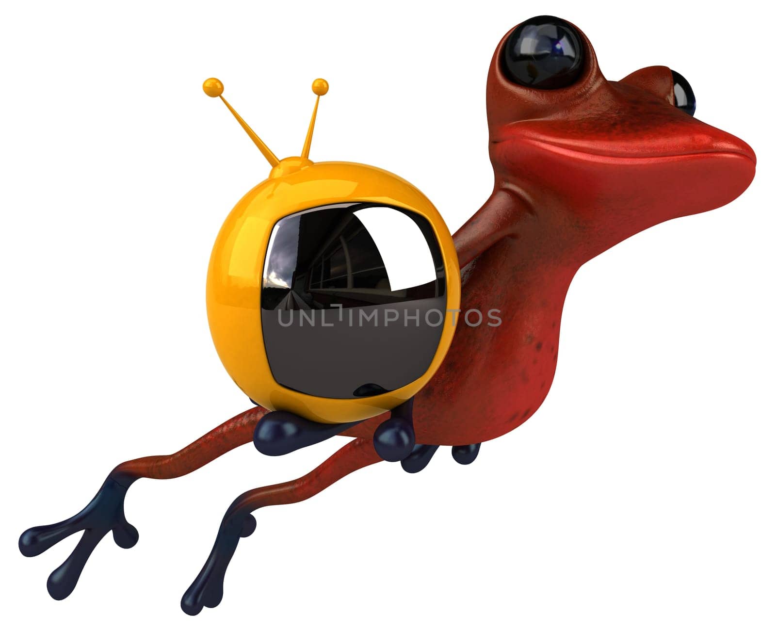 Fun red frog - 3D Illustration