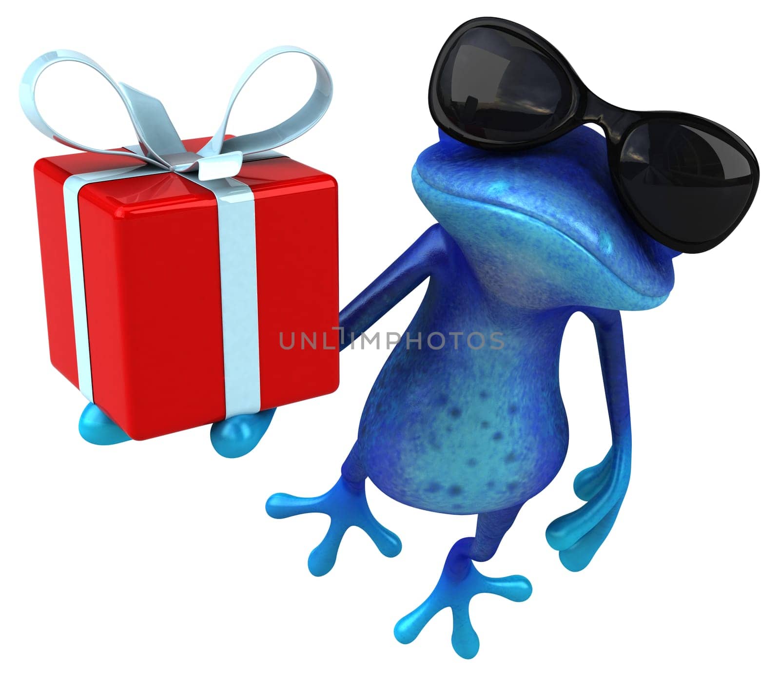Fun blue frog - 3D Illustration