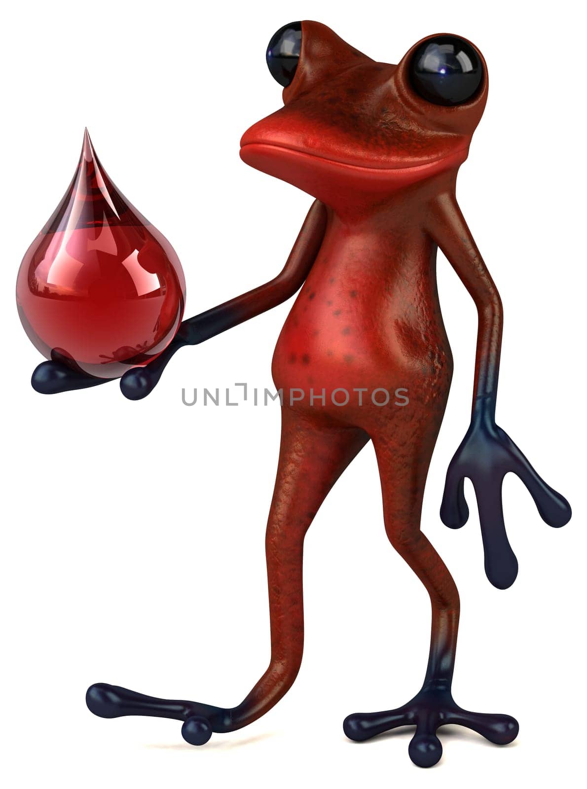 Fun red frog - 3D Illustration