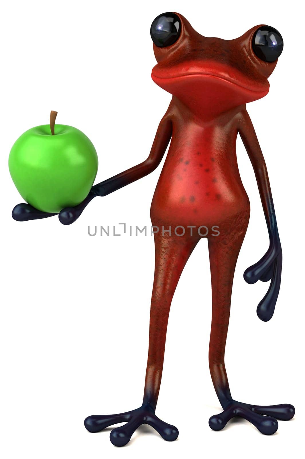 Fun red frog - 3D Illustration