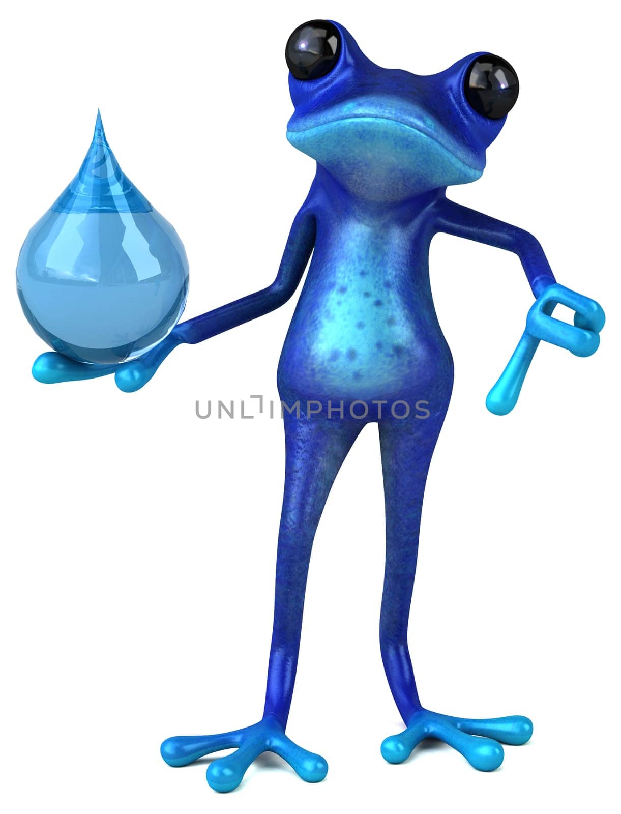 Fun blue frog - 3D Illustration