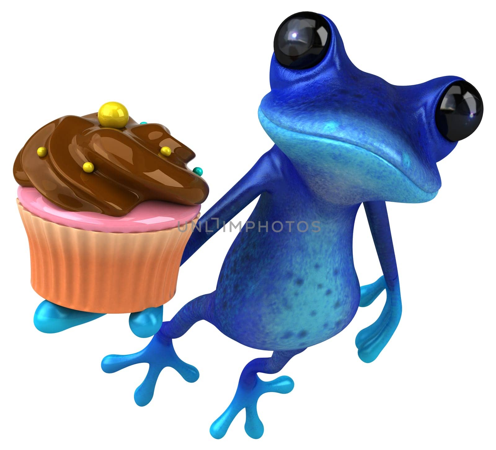 Fun blue frog - 3D Illustration